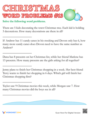 Christmas Word Problems