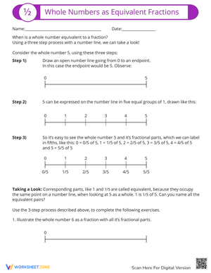 Equivalent Fractions with Whole Numbers