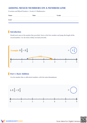 Adding Mixed Numbers Worksheet | Grade 4-5 Essential