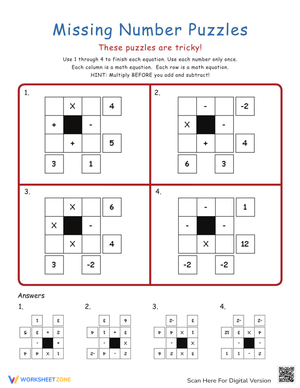 Engaging Math Puzzles Worksheet for Critical Thinking Skills