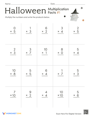 Halloween Multiplication Facts #1