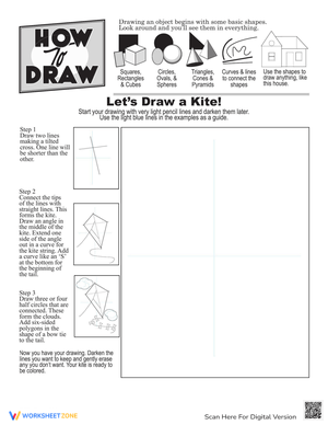 How to Draw a Kite Worksheet