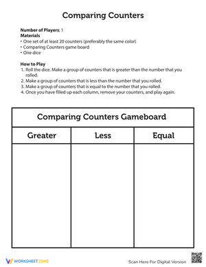 Comparing Counters Worksheet