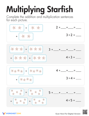 Multiplication Starfish Worksheet