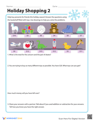 Holiday Shopping Worksheet