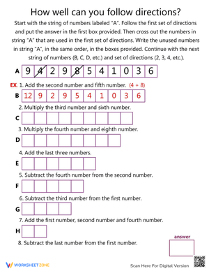 Follow the Instructions Worksheet