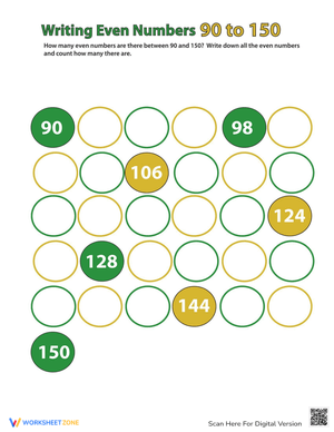 Writing Even Numbers Practice