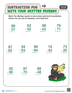 Have Critter Subtraction Fun with This Worksheet