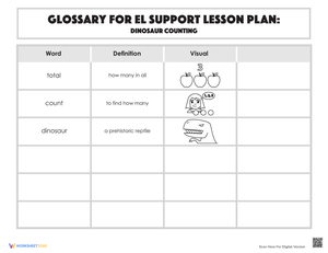 Dinosaur Counting Glossary