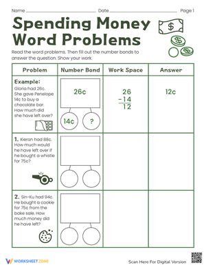 Spending Money Word Problems