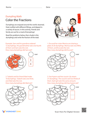 Dumpling Math: Color the Fractions