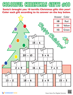 Christmas Math Facts Practice to 10