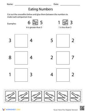 Eating Numbers Fun Activity Worksheet