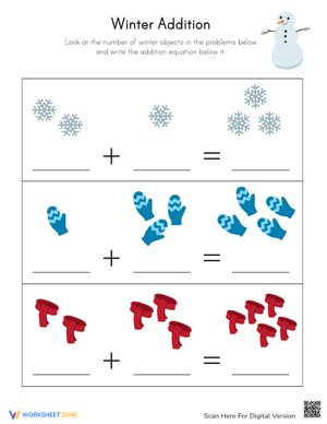 Winter Addition Practice Worksheet