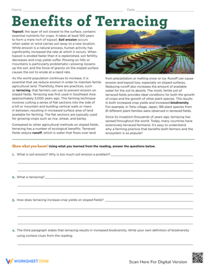 Benefits of Terracing Worksheet
