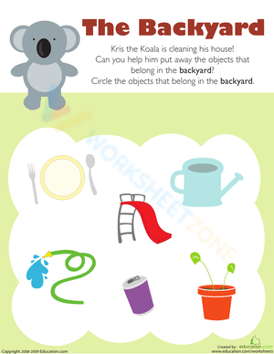 Backyard Sorting Worksheet for Preschool