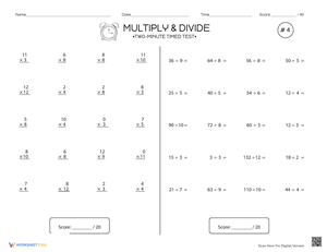 Two-Minute Multiplication and Division Test