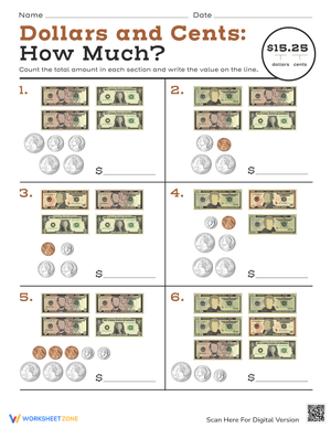 Dollars and Cents Counting Practice