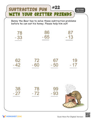 Enjoy Critter Subtraction with This Fun Worksheet