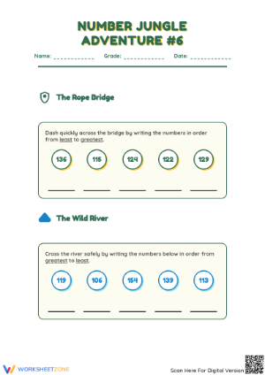 Printable Number Ordering Worksheet | Grade 1 Math