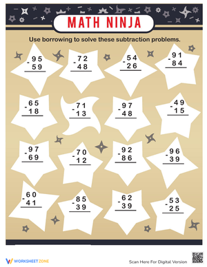 Subtracting Two-Digit Numbers Worksheet