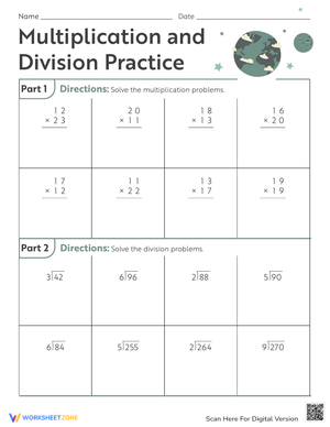 Practice Multiplication and Division Worksheet