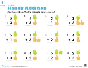 Handy Addition Math Worksheet