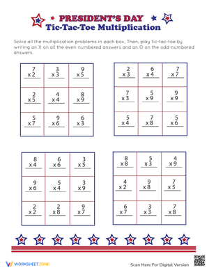 Tic-Tac-Toe Numbers on President's Day