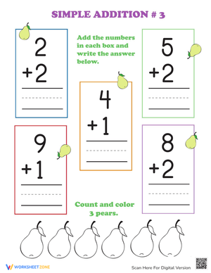 Preschool Addition Math Worksheet