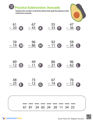 Veggie Two-Digit Subtraction: Fun and Healthy Math