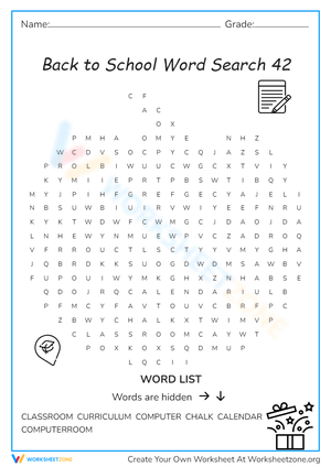 Back to School Word Search: IT School