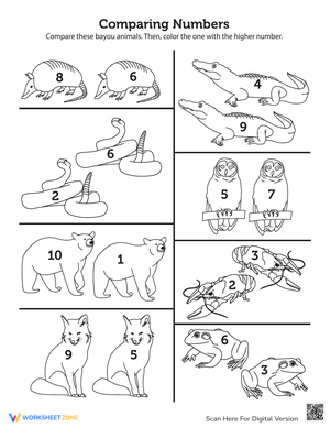 Comparing Numbers with Bayou Animals