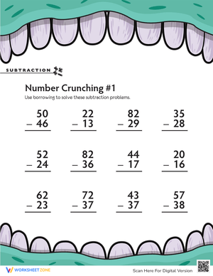 Subtraction Number Crunching Worksheet