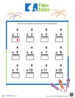 Master Times Tables: Table of 4