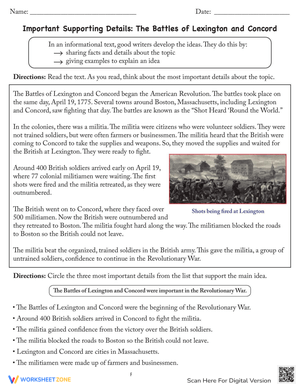 Supporting Details: Battles of Lexington and Concord