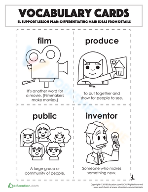 Vocabulary: Differentiating Main Ideas from Details