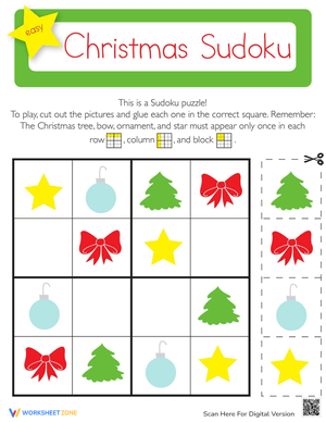 Christmas Sudoku: Fun Kindergarten Puzzles