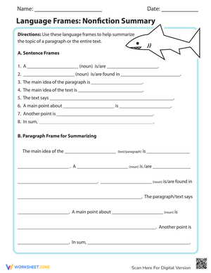 Language Frames: Nonfiction Summary Writing