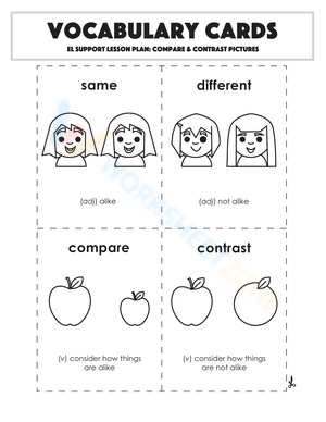 Vocabulary Cards: Compare & Contrast Pictures