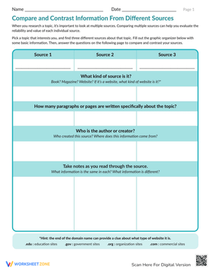 Compare & Contrast Information: Sources Analysis