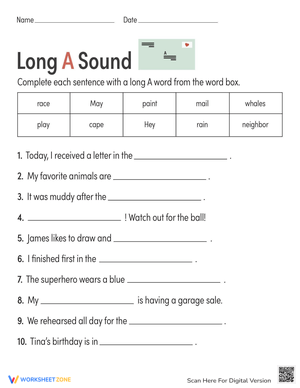 Finish the Sentence: Practice Long A Sounds