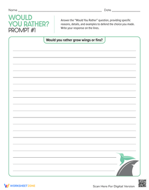 Would You Rather Prompt Worksheet