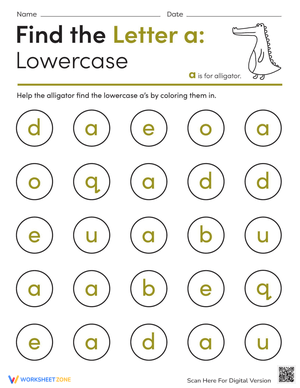 Find the Letter a: Lowercase