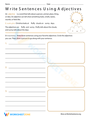 Write Sentences Using Adjectives Worksheet