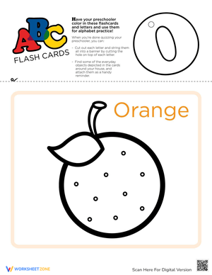 ABC Flash Card for Preschool: 'O' for Orange