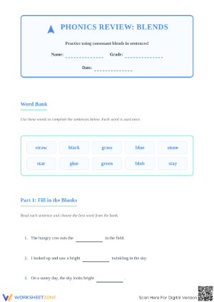 Essential Grade 2 Blends Worksheet: Phonics in Context