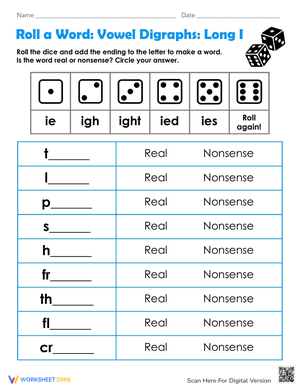 Roll a Word: Vowel Digraphs: Long I