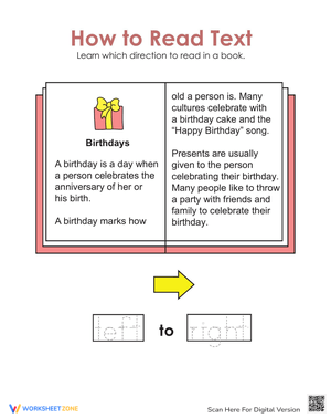Reading Direction Worksheet – Left to Right 