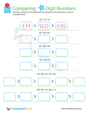Comparing Numbers: Greater Than 2 Worksheet