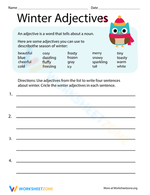 Winter Adjectives Worksheet